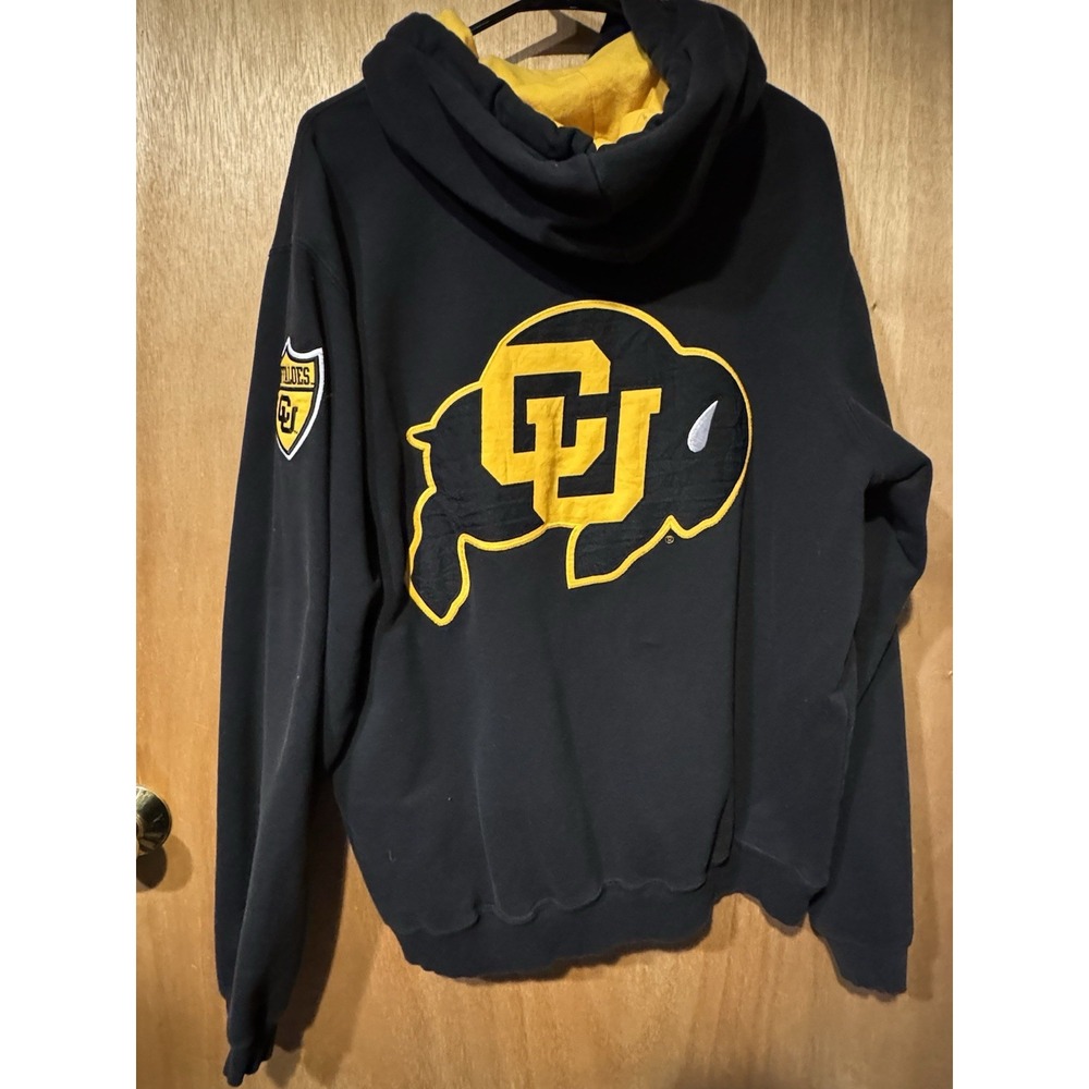 University Colorado Buffaloes CU Pullover Sweatshirt Black Gold Champion XL